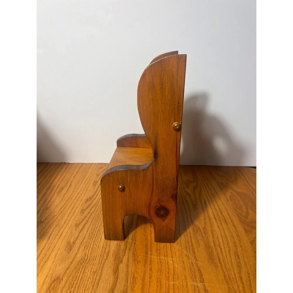 VTG Wooden Doll Chair with Heart Cutout Child's Toy Doll Furniture 80s cottage